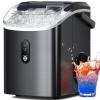 imageNugget Ice Makers Countertop Pellet Ice Maker Machine with Soft Chewable Ice 34lbsDay OneClick Operation Pebble Ice Maker Countertop with SelfCleaning for HomeOfficeRVCampingNugget Ice BLACK