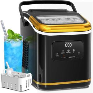 imageIce Maker Machine Countertop Portable Compact Small Bullet Ice Maker with Self Cleaning9 Cubes in 6 Mins26lbs in 24Hrs for Home and KitchenBlackBlack with Digital Screen