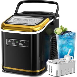 imageIce Maker Machine Countertop Portable Compact Small Bullet Ice Maker with Self Cleaning9 Cubes in 6 Mins26lbs in 24Hrs for Home and KitchenBlackBlack
