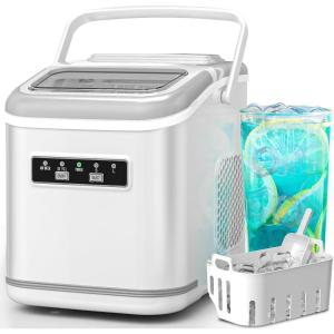 imageIce Maker Machine Countertop Portable Compact Small Bullet Ice Maker with Self Cleaning9 Cubes in 6 Mins26lbs in 24Hrs for Home and KitchenBlackBright White