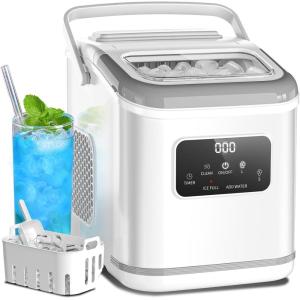 imageIce Maker Machine Countertop Portable Compact Small Bullet Ice Maker with Self Cleaning9 Cubes in 6 Mins26lbs in 24Hrs for Home and KitchenBlackWhite with Digital Screen