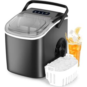 imageIce Makers Countertop Compact Size with Handle 26lbs in 24Hrs AutoCleaning Portable Ice Machine with Basket and Scoop 9 Ice Cubes Ready in 8 Mins Ice Maker Quiet Operation for Home Camping