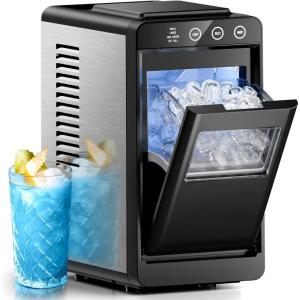 imageIce Makers Countertop26Lbs24H8Pcs in 6MinsPortable Ice Maker Machine with SelfCleaningInterior Lighting2 Sizes of Bullet Ice for HomeOfficePartyBlackBlack