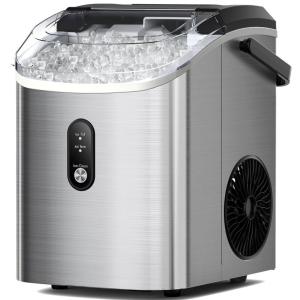 imageNugget Ice Makers Countertop Pellet Ice Maker Machine with Soft Chewable Ice 34lbsDay OneClick Operation Pebble Ice Maker Countertop with SelfCleaning for HomeOfficeRVCampingSilver