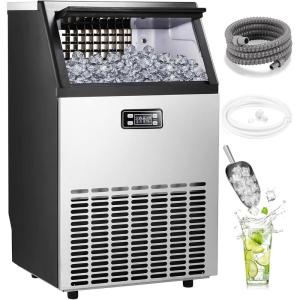imageCommercial Ice Maker2025 Upgraded101lbs24H Stainless Steel Ice Machine with 33lbs Storage Capacity Auto SelfCleaning LED Digital Display 45 Ice Cubes in 12 MinsHomeBarRestaurant101LBSDAY
