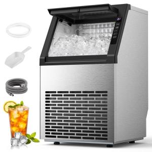 imageCommercial Ice Maker Machine 80lbs24H 36 Ice CubesFreestandingUnder Counter Ice Maker with 24 Hour TimerIce Thickness ControlStainless Steel Ice Makers for SchoolHomeBarRVStainless steel