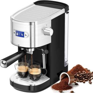 imageEspresso Machine 20 Bar Professional Stainless Steel Coffee Maker with LCD Display Steam Wand 45oz Removable Water Tank for Espresso Cappuccino Latte at Home or Office BlackBlack