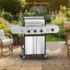 image3Burner Propane Gas Grill with Side BurnerStainless Steel BBQ Grill with PorcelainEnameled Cast Iron Grates37000 BTU Barbecue Grill Suitable for PatioCampingOutdoor Cooking3Burner Grills