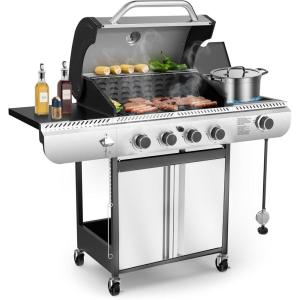 image3Burner Propane Gas Grill with Side BurnerStainless Steel BBQ Grill with PorcelainEnameled Cast Iron Grates37000 BTU Barbecue Grill Suitable for PatioCampingOutdoor Cooking4Burner Grills