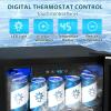 image48 Can Beverage Refrigerator Mini Fridge Cooler Silver Glass Door for Beer Soda or Wine Small Drink Cooler Machine LED Temperature Control for Bar Home Office 13CUFT