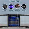 image48 Can Beverage Refrigerator Mini Fridge Cooler Silver Glass Door for Beer Soda or Wine Small Drink Cooler Machine LED Temperature Control for Bar Home Office 13CUFT
