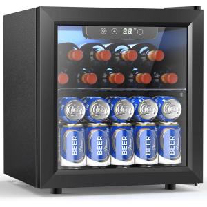 image48 Can Beverage Refrigerator Mini Fridge Cooler Glass Door for Beer Soda or Wine Small Drink Cooler Machine LED Temperature Control for Bar Home Office 13CUFT