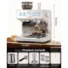 image:image20 Bar Espresso Machine with Builtin AntiClog Coffee Grinder Expresso Coffee Machines with Milk Steam WandFrotherTamping ToolsEspresso Maker with Grinder for LattesWhiteSilver