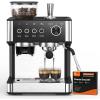 image:image2026 Upgrade Espresso Machine with Grinder 15 Bar Expresso Coffee Machines Professional Coffee Maker for LatteampCappuccino with Milk Frother Expresso Machines for Home Descaling Kit Included Black