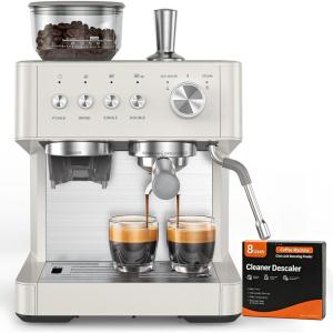 image:image2026 Upgrade Espresso Machine with Grinder 15 Bar Expresso Coffee Machines Professional Coffee Maker for LatteampCappuccino with Milk Frother Expresso Machines for Home Descaling Kit Included