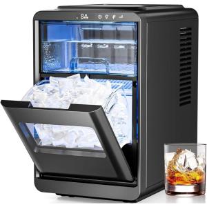 image:imageCountertop Bullet Ice Maker  26Lbs24H 8 Cubes in 6 Mins 2 Sizes amp AutoClean Interior Lighting 08L Portable Ice Machine for Home Office PartyBlack