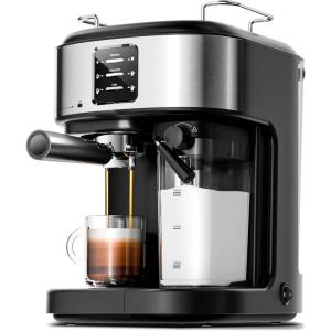 image:imageEspresso and Cappuccino Machine 20Bar Latte Machine with Automatic Milk Frother 3 in 1 Professional SemiAutomatic Espresso Maker with Dual Heating System amp Capsule Compatible
