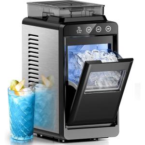 image:imageIce Makers Countertop26Lbs24H8Pcs in 6MinsPortable Ice Maker Machine with 12L Top Water TankInterior Lighting2 Sizes of Bullet Ice for HomeOfficePartyBlackUpgrade Black