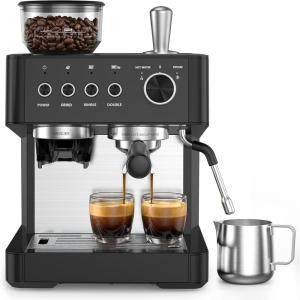 image:image20 Bar Espresso Machine with Grinder amp Milk Frother Steam Wand 58mm Stainless Steel Coffee Maker Expresso Coffee machines for Home and Caf Use Perfect for Cappuccino and LatteMatte Black