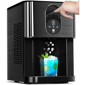 image:imageCountertop Nugget Ice Maker 44lbs24H Nugget Ice Machine Countertop Chewable Pellet Ice Maker Machine with Ice Dispenser 24L Water Reservoir SelfCleaning Ideal for KitchenBarOffice DSilverDBlack