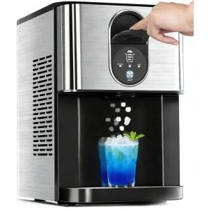 image:imageCountertop Nugget Ice Maker 44lbs24H Nugget Ice Machine Countertop Chewable Pellet Ice Maker Machine with Ice Dispenser 24L Water Reservoir SelfCleaning Ideal for KitchenBarOffice DSilverDSilver
