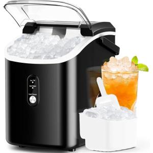 image:imageNugget Ice Maker Countertop with Handle Chewable Pellet Ice Maker with SelfCleaning 355Lbs24Hrs Ready in 6 Mins Portable Sonic Ice Maker with Basket amp Scoop for Home Party Camping BlackBlack