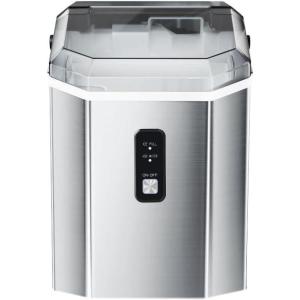 image:imageNugget Ice Maker Countertop with Handle Chewable Pellet Ice Maker with SelfCleaning 355Lbs24Hrs Ready in 6 Mins Portable Sonic Ice Maker with Basket amp Scoop for Home Party Camping BlackSteel Silver