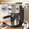 image:image20 Bar Espresso MachineSemiAutomatic Espresso Machine with Milk Frother Steam WandCoffee Maker Machine with 40 oz Removable Water Tank for Latte ampCappuccinoBlackSliver