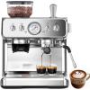 image:image2026 Upgrade 15 Bar Espresso Machine with Grinder for Home Expresso Coffee Machines with Milk FrotherTamping Tools Espresso Maker with Removable Water Tank for Cappuccino and LatteBlackSilver