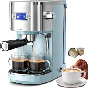 image:image20 Bar Espresso MachineSemiAutomatic Espresso Machine with Milk Frother Steam WandCoffee Maker Machine with 40 oz Removable Water Tank for Latte ampCappuccinoBlackBlue