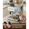 image:image2026 Upgrade 15 Bar Espresso Machine with Builtin AntiClog Coffee Grinder Expresso Coffee Machines with Milk Steam WandFrotherTamping ToolsEspresso Maker with Grinder for LattesAlmondSilver