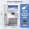 image:imageCommercial Ice Maker Machine100lbs24H Stainless Steel Ice Machine33lbs Storage Auto SelfCleaning Freestanding Ice Maker Ice Machine Freestanding for BarCafeRestauranSilver Full Stainless