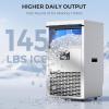 image:imageCommercial Ice Maker Machine100lbs24H Stainless Steel Ice Machine33lbs Storage Auto SelfCleaning Freestanding Ice Maker Ice Machine Freestanding for BarCafeRestauranSilver Full Stainless