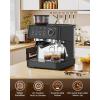 image:image2026 Upgrade 15 Bar Espresso Machine with Builtin AntiClog Coffee Grinder Expresso Coffee Machines with Milk Steam WandFrotherTamping ToolsEspresso Maker with Grinder for LattesSleek BlackSleek Black