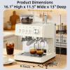 image:image2026 Upgrade 15 Bar Espresso Machine with Builtin AntiClog Coffee Grinder Expresso Coffee Machines with Milk Steam WandFrotherTamping ToolsEspresso Maker with Grinder for LattesSleek BlackAlmond