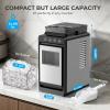 image:imageElectactic Countertop Ice Maker with 2L Dual Water Tank 8 Bullet Ice Fast in 6 Mins 26 lbsDay 2 Ice Sizes SelfCleaning ModeCompact Portable Ice Machine for Home and RV Stainless Steel