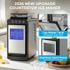 image:imageElectactic Countertop Ice Maker with 2L Dual Water Tank 8 Bullet Ice Fast in 6 Mins 26 lbsDay 2 Ice Sizes SelfCleaning ModeCompact Portable Ice Machine for Home and RV Stainless Steel