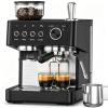 image:image2026 Upgrade 15 Bar Espresso Machine with Builtin AntiClog Coffee Grinder Expresso Coffee Machines with Milk Steam WandFrotherTamping ToolsEspresso Maker with Grinder for LattesSleek BlackSleek Black