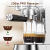 image:imageElectactic Espresso Machine 20 Bar Compact Espresso Coffee Maker with Steam Milk Frother Stainless Steel Coffee Machine with 34oz Removable Water Tank for Cappuccino LatteSilver