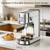 image:imageElectactic Espresso Machine 20 Bar Compact Espresso Coffee Maker with Steam Milk Frother Stainless Steel Coffee Machine with 34oz Removable Water Tank for Cappuccino LatteSilver