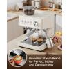 image:imageEspresso Machine with Grinder 20 Bar Expresso Coffee Machines Professional Coffee Maker for Latte amp Cappuccino with Milk Frother Expresso Machines for Home Removable Water Tank Steam WandSilverClassic Almond