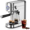 image:imageElectactic Espresso Machine 20 Bar Compact Espresso Coffee Maker with Steam Milk Frother Stainless Steel Coffee Machine with 34oz Removable Water Tank for Cappuccino LatteSilver