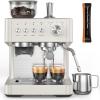 image:imageEspresso Machine with Grinder 20 Bar Expresso Coffee Machines Professional Coffee Maker for Latte amp Cappuccino with Milk Frother Expresso Machines for Home Removable Water Tank Steam WandSilverClassic Almond