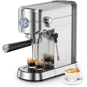 image:imageElectactic Espresso Machine 20 Bar Compact Espresso Coffee Maker with Steam Milk Frother Stainless Steel Coffee Machine with 34oz Removable Water Tank for Cappuccino LatteStainless Steel Silver