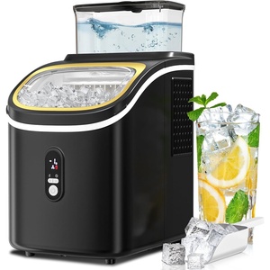 image:imageElectactic Countertop Ice Maker with Handle Stainless Steel Ice Machine 35 LbsDay Ice Making Capacity Includes Ice Scoop Ideal for Home Bar Party and Office UseSliverCube IceBlack