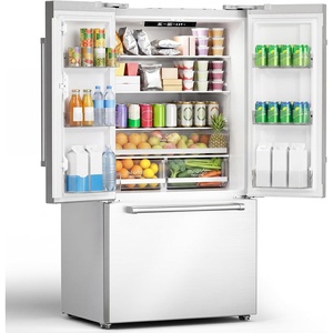 image:image203 Cu Ft French Refrigerator 3Door French Door Refrigerator with Builtin Ice Maker Digital Temperature Control with Bottom Mount Freezer Drawer for Kitchen CommercialStainlessSteelSilver